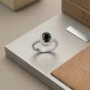 The Aura Oval Halo Ring – Champagne Sparkle in Polished Silver and golden