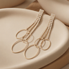 Dangling Diamond-Style Hoop Earrings - Elegant Gold-Toned Long Drop Jewellery