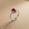 Celestial Oval Champagne Ring – A Signature Halo in Sterling Silver and golden