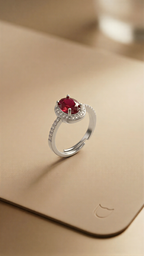 Celestial Oval Champagne Ring – A Signature Halo in Sterling Silver and golden