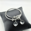 Floating Diamond Charm Cuff – Elegant Dual-Band Stacked Bangle