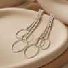 Dangling Diamond-Style Hoop Earrings - Elegant Gold-Toned Long Drop Jewellery