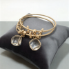 Floating Diamond Charm Cuff – Elegant Dual-Band Stacked Bangle