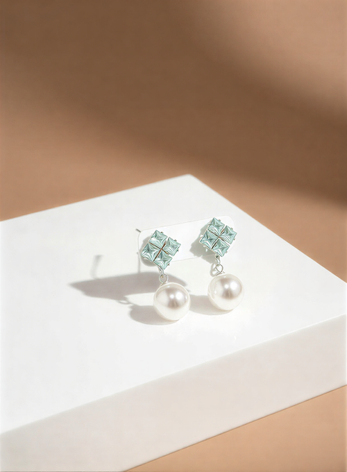 Empress Geometric Crystal Studs with High-Luster Pearls
