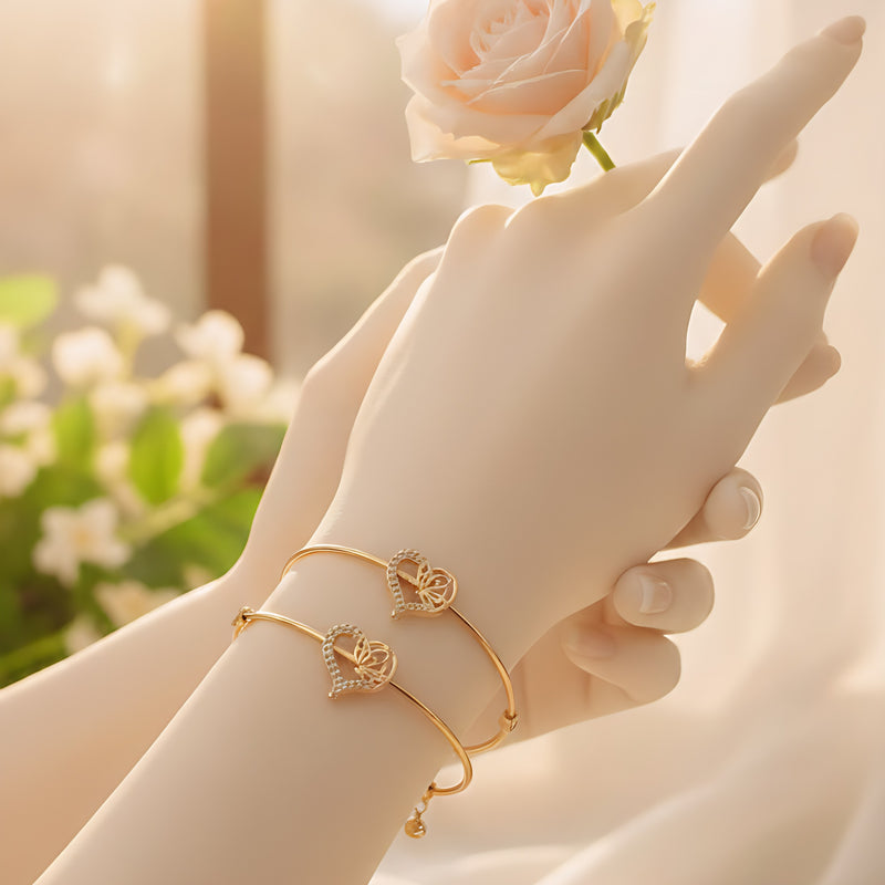 Eternal Grace Heart & Butterfly Open-Work Cuff