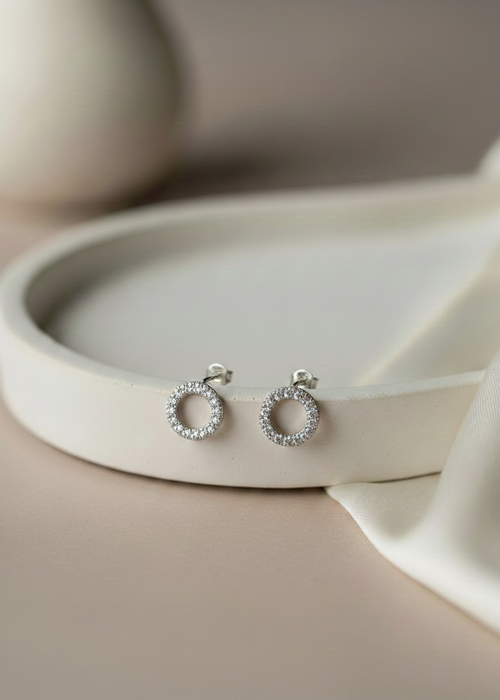Elegant Crystal Halo Hoop Earrings - Modern Geometric Huggie Collection