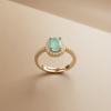 Elegant Oval Champagne Halo Ring – Minimalist Luxury in Sterling Silver and  golden
