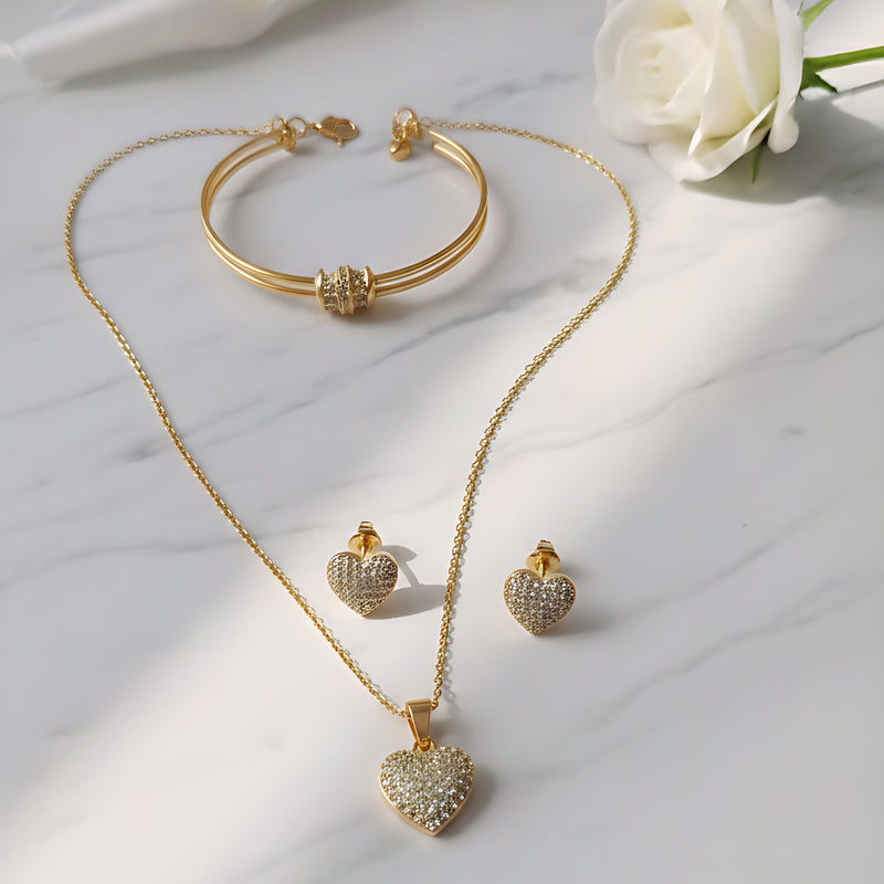 Heart Butterfly Bangle Gold Plated Open-Work Charm Bracelet