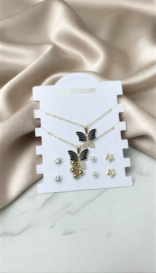 5-Piece Leaf Pendant & Daily Wear Stud Collection