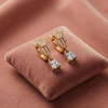 Starlight Crystal Drop Earrings - Gold Plated Huggie Hoops