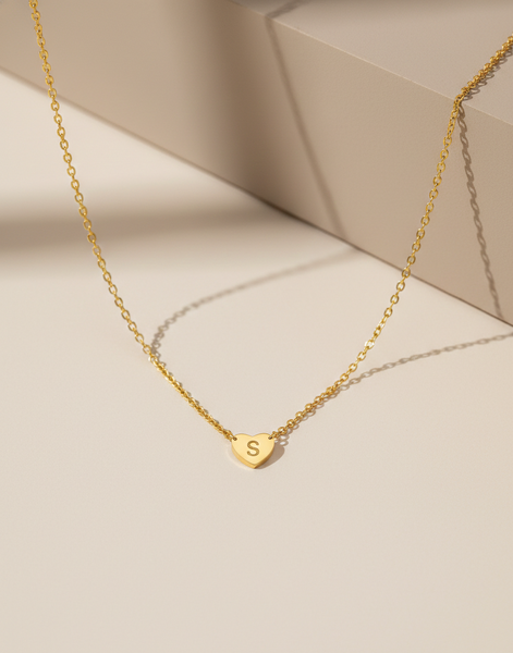 Initial "S" Signature Pendant Necklace – Minimalist Metallic Alphabet Jewelry