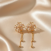 Elegant Gold-Plated Floral Drop Earrings with Delicate Chain Tassels