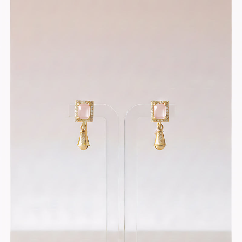 Traditional Heritage Drop Earrings - Luminous Golden Finish with Inspired Crystal Accents [Lumina Luxe]