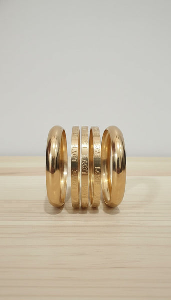 Love Engraved Stackable Bangle Set - Premium Polished Gold & Silver Finish