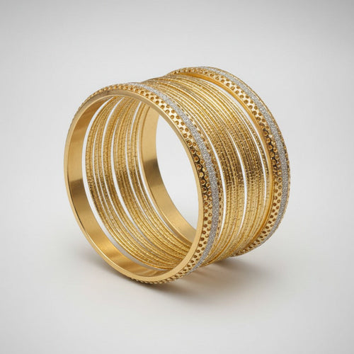 Stardust Honey-Toned Bangle Set - Traditional Shimmering Chooriyan | One Jewellery Store