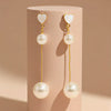 Elegant Dual-Pearl Drop Earrings – High-Shine Geometric Studs.