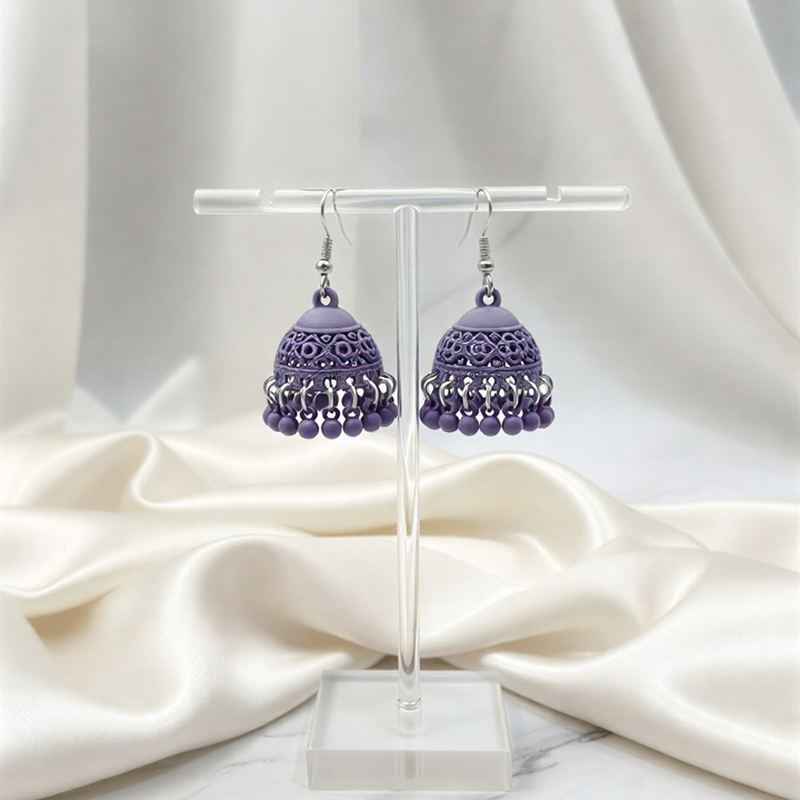 Matte Filigree Jhumka Earrings – Traditional Ethnic Bell Earrings in 15+ Vibrant Colors