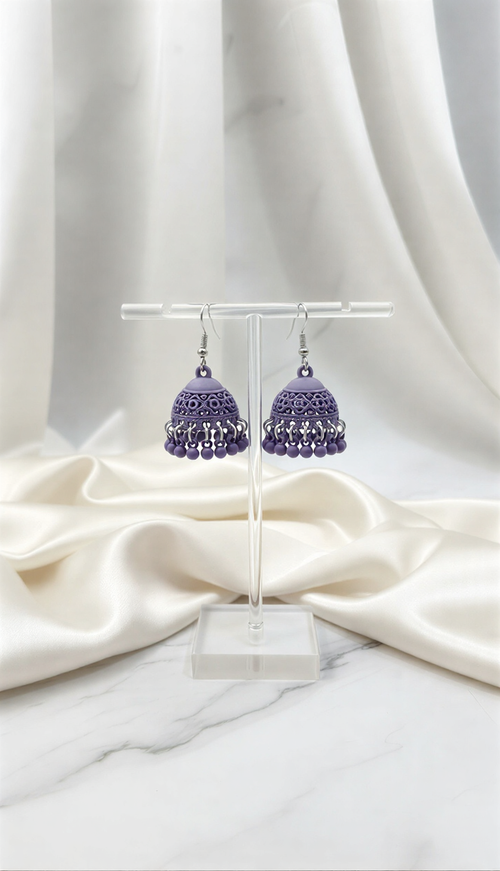 Matte Filigree Jhumka Earrings – Traditional Ethnic Bell Earrings in 15+ Vibrant Colors