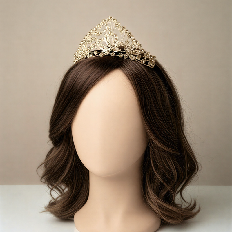 Golden Butterfly Filigree Tiara – Elegant Crystal Bridal Headpiece for Weddings & Formals