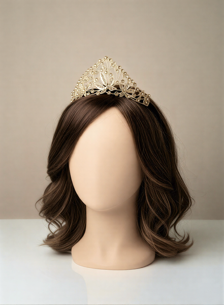 Golden Butterfly Filigree Tiara – Elegant Crystal Bridal Headpiece for Weddings & Formals