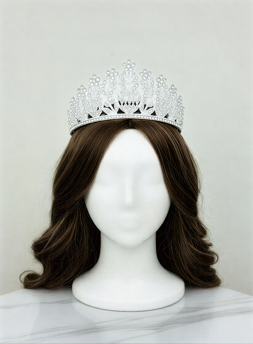Luxury Silver Crystal Bridal Crown – Royal Wedding Tiara for Brides & Queens