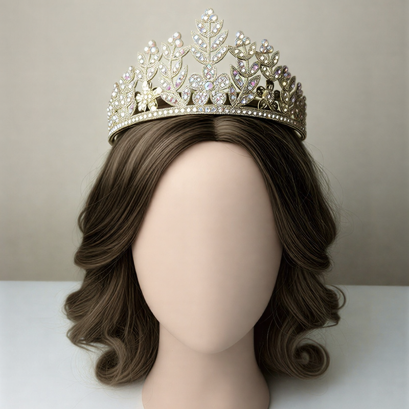 Royal Gold Floral Crystal Bridal Crown – Enchanting Wedding Tiara for Brides & Queens