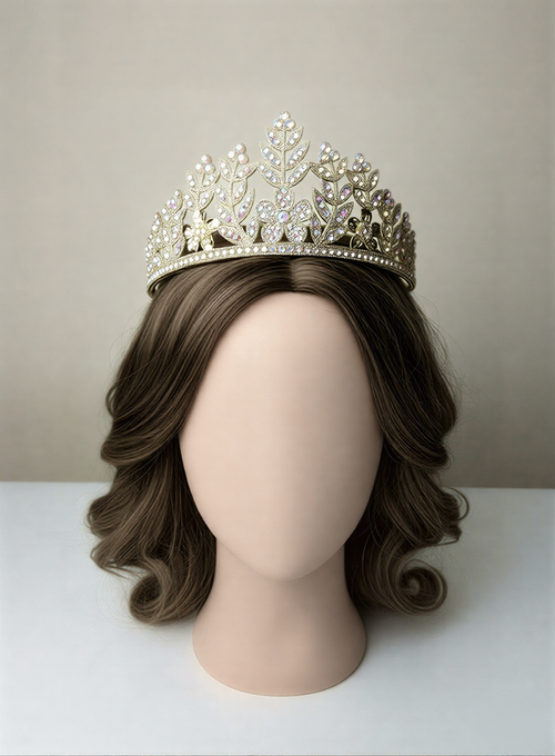 Royal Gold Floral Crystal Bridal Crown – Enchanting Wedding Tiara for Brides & Queens