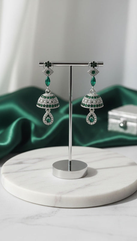 Traditional Crystal Jhumka Earrings - Handcrafted Ethnic Drop Collection | Multiple Colors Available
