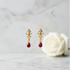 Minimalist Gemstone Teardrop Earrings - Floral Stud Gold-Plated Dangles