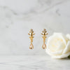 Minimalist Gemstone Teardrop Earrings - Floral Stud Gold-Plated Dangles
