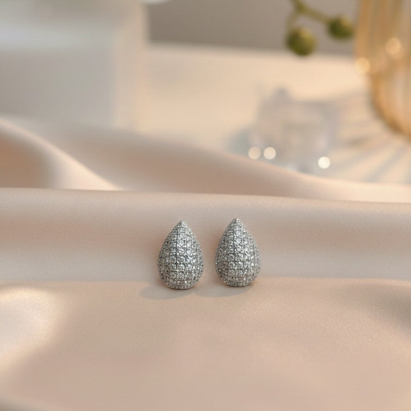 Dazzling Crystal Pave Teardrop Stud Earrings - Elegant Evening Jewelry Collection