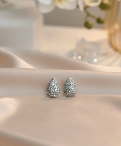 Dazzling Crystal Pave Teardrop Stud Earrings - Elegant Evening Jewelry Collection