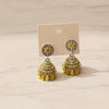 Vibrant Canary Yellow Beaded Jhumkas – Traditional Oxidized Drop Earrings