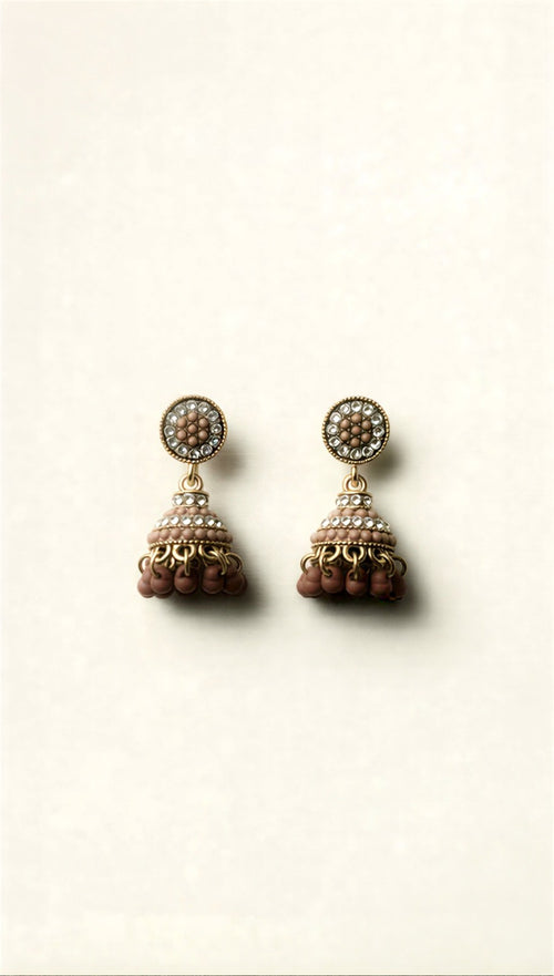 Contemporary Fusion Jhumkas | Elegant Pearl & Stone Accents
