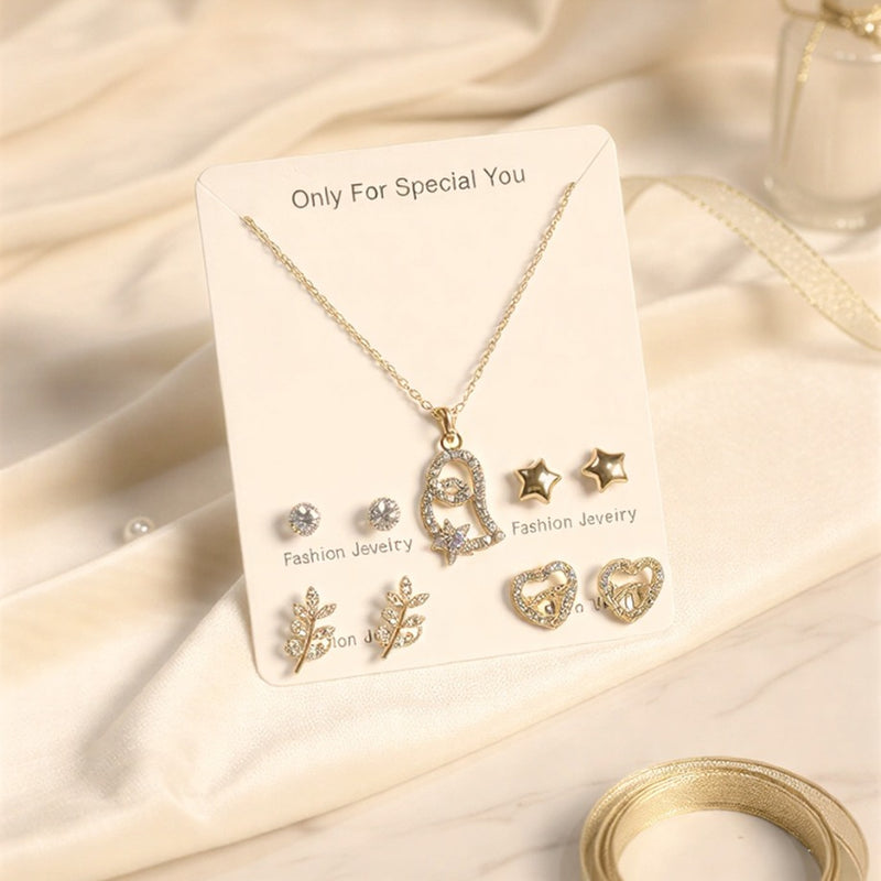 7-Day "Only For Special You" Weekly Earring Set - 7 Pairs Gold-Plated Stud & Drop Collection