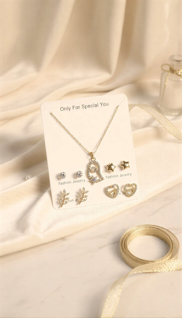 7-Day "Only For Special You" Weekly Earring Set - 7 Pairs Gold-Plated Stud & Drop Collection