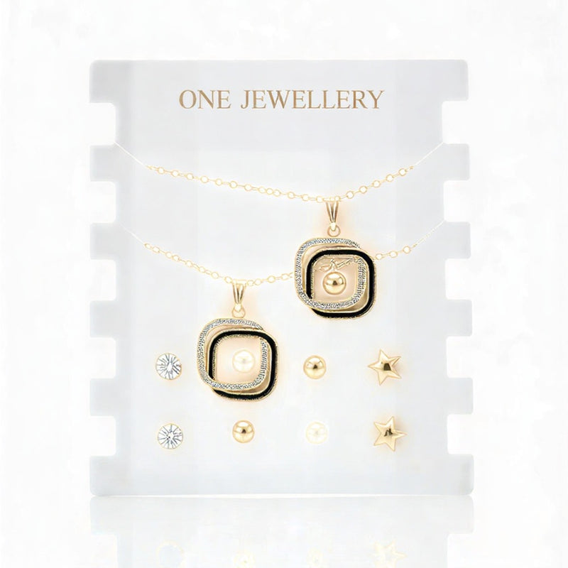 Minimalist Nature Collection – Leaf Pendant & Essential Stud Set