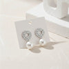Eternal Crystal Heart & Pearl Drop Earrings – Luxury Bridal Collection