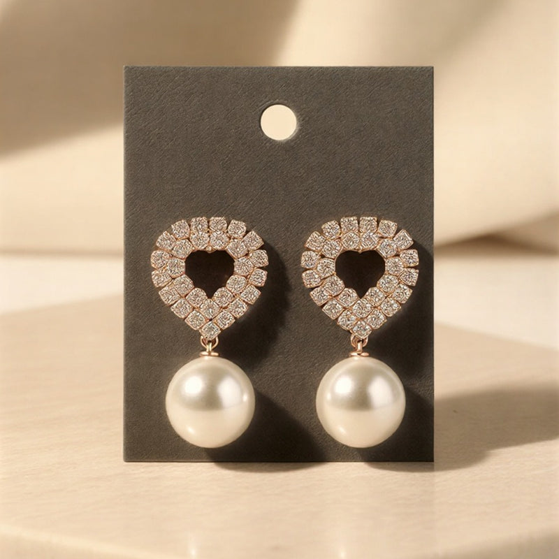 Majestic Shimmering Heart & Teardrop Pearl Earrings