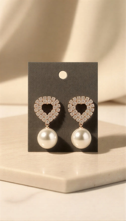 Majestic Shimmering Heart & Teardrop Pearl Earrings