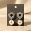 Eternal Crystal Heart & Pearl Drop Earrings – Luxury Bridal Collection