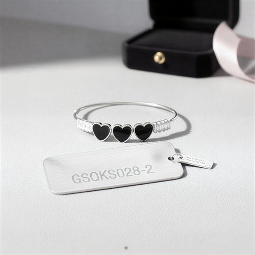Shimmering Heart Crystal Bangle with High-Luster Pearl Drop