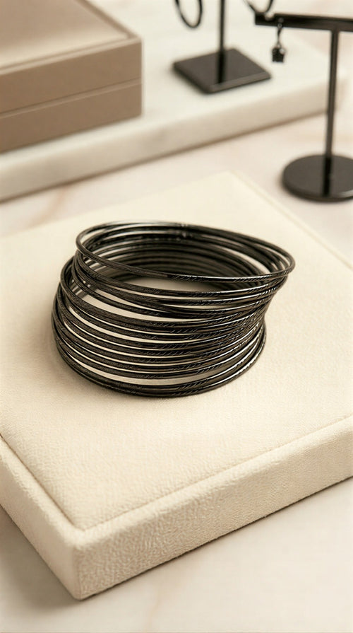 Royal Metallic-Toned Intricate Textured Bangle Set