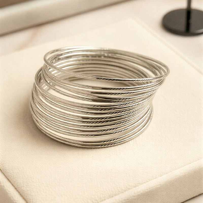 Royal Metallic-Toned Intricate Textured Bangle Set