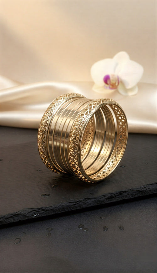 Elegant Silver-Plated Filigree Bangle Stack – Perfect Gift for Her