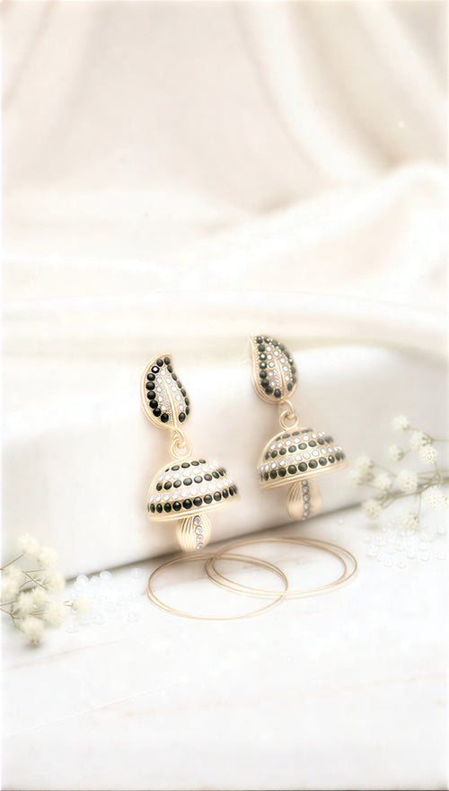 Royal Gold-Toned Leaf Motif Wedding Jhumkay