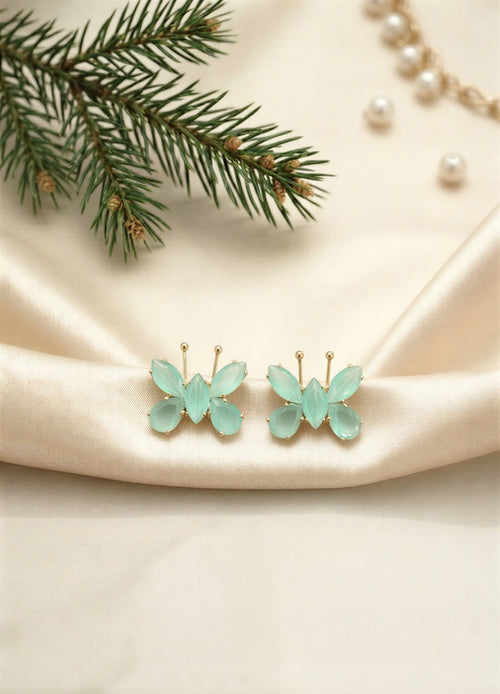 Dainty Crystal Butterfly Stud Earrings – Sparkling Marquise Stone Wings