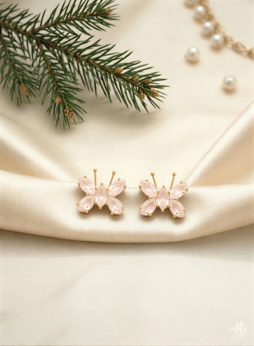 Small Crystal Butterfly Earrings for Girls and Women