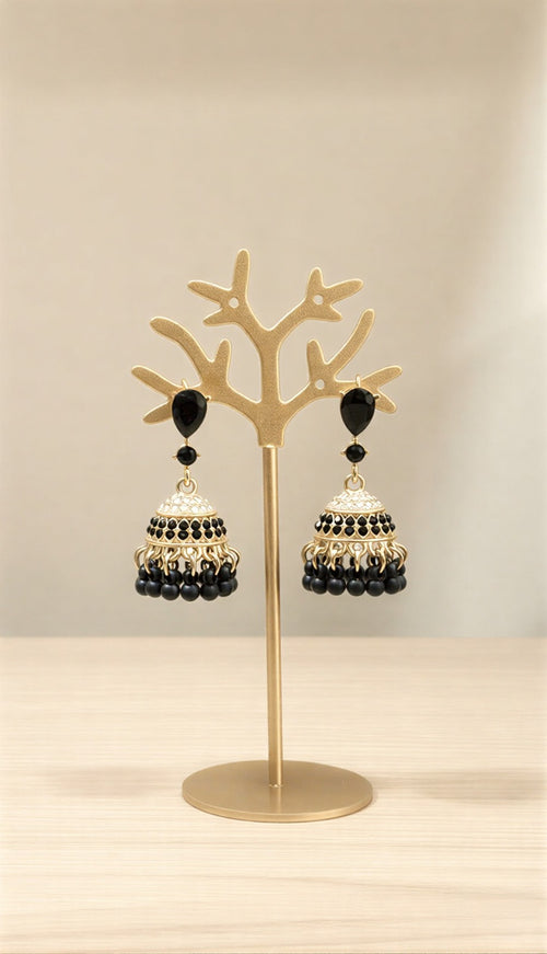 Ethereal Glow Crystal Drop Jhumki Earrings