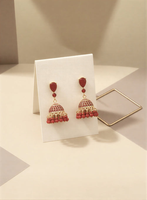 Traditional silver & gold Crystal Jhumka Earrings for Weddings